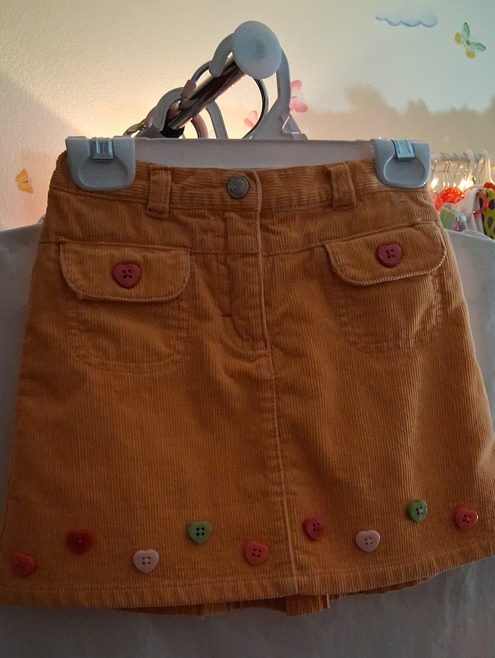 Gymboree Cute Orange Corduroy Mini Skirt with Heart Buttons🍁🍃100%Cotton